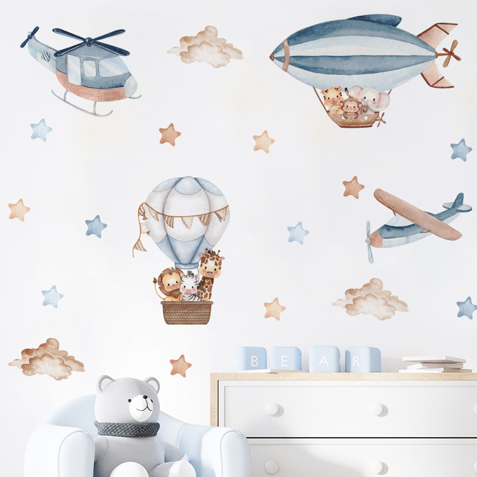 Watercolor Animals Hot Air Bal - Baby Nursery Boy review and price