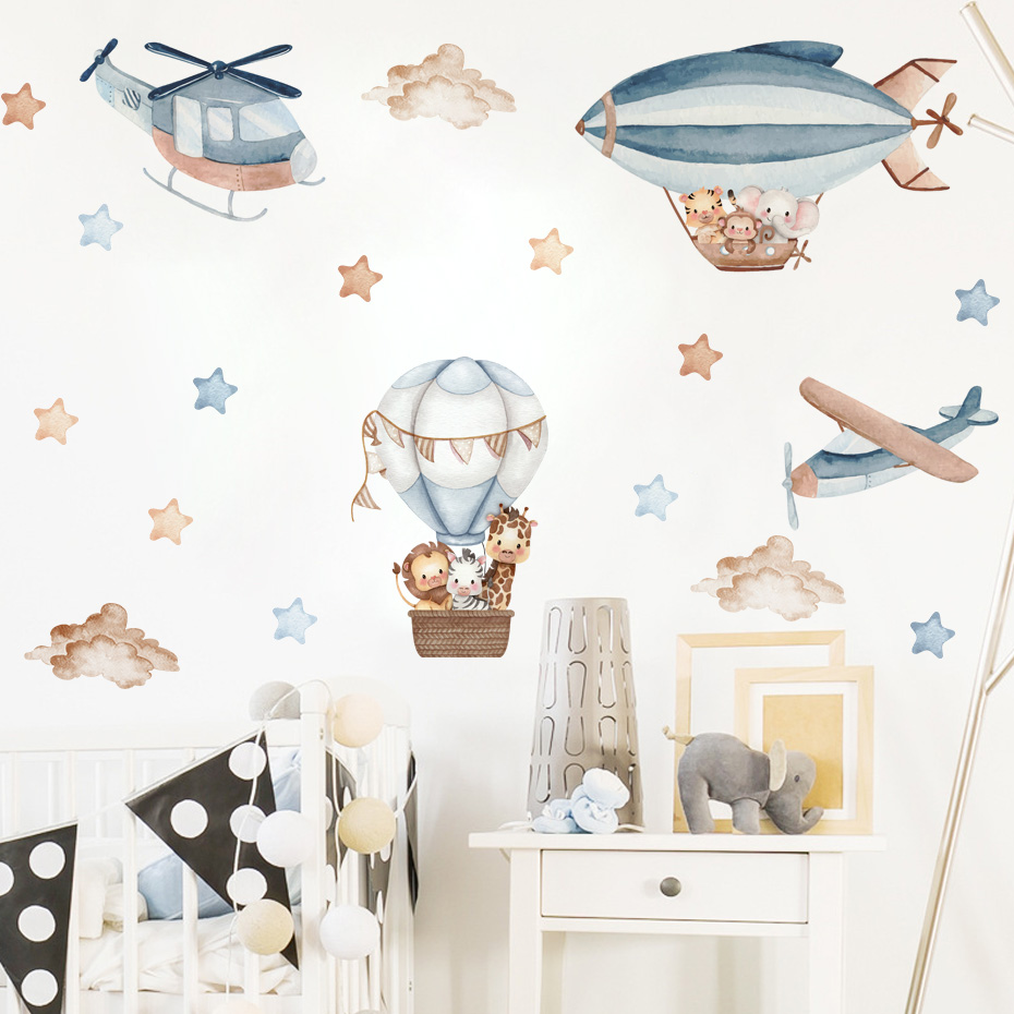 Watercolor Animals Hot Air Bal - Baby Nursery Boy review and price