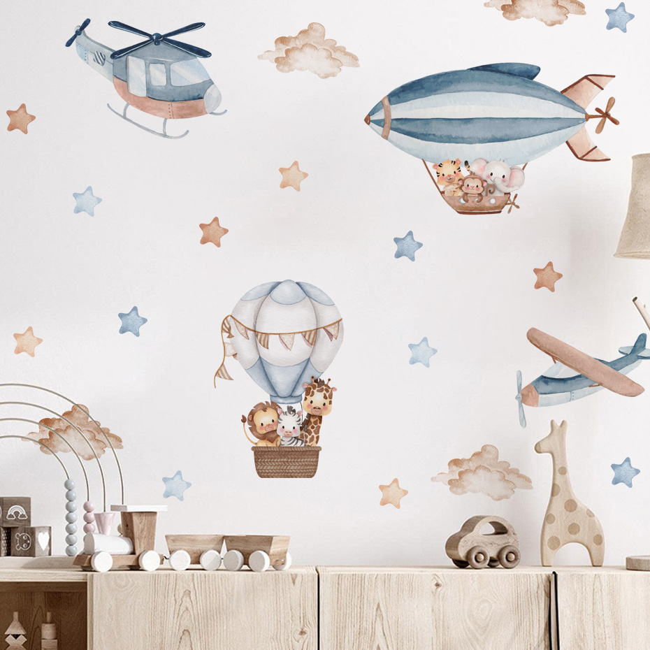 Watercolor Animals Hot Air Bal - Baby Nursery Boy review and price